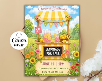 Limonade Stand Flyer, Kinder Saft Stand Schild, druckbares Poster Sommer Drink Station, DIY Limonade Stand Banner, Spendenaktion Schild, Skizzenposter