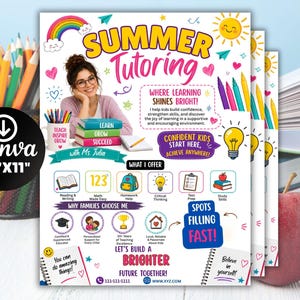Bewerkbare sjabloon folder zomerles | Hand-out Canva-marketing (8,5 x 11 inch)