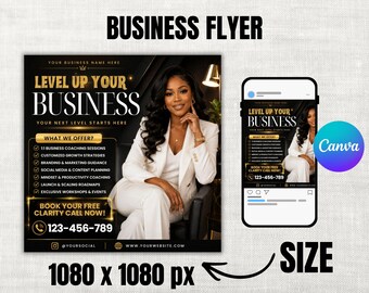 Business Coach Flyer, DIY Business Coaching Flyer Template, Editable Canva Entrepreneur Flyer, Premade Business Planning Consultation Flyer