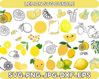 Zitronen-Svg-Bundle, Lesezeichen-Dateien für Cricut, Zitronen-Schichtscheiben, Obst-Svg, Zitronen-Png-Svg-Dateien - Sofortiger digitaler Download