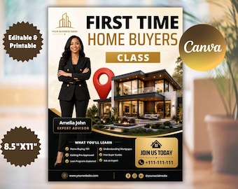 Hauskäufer-Road Map, Makler-Flyer, Prozesspaket zum Kauf von Eigenheimen, Immobilen Marketing, Hauskäufer Flyer, Canva Vorlage, Timeline für den Hauskauf