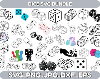 30+ Würfel SVG PNG Bundle, Kasino Clipart, Vektorbild Glücksspiel, Vegas Nacht Schnittdateien für Cricut, Brettspiel Clipart, digitaler Download
