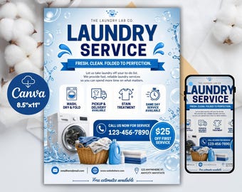Wäscherei Flyer Vorlage, Wäscherei Flyer, Wäscherei Firmenflyer, Wäscherei Werbung