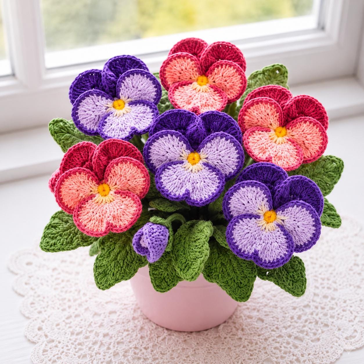30 Pansy Crochet Patterns for Flowers, Decor, and Wearable Details 33 Potted Pansy Flower Amigurumi Pattern