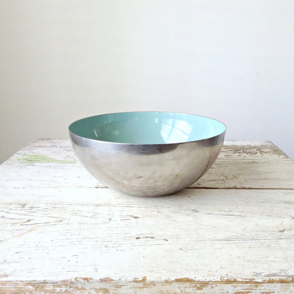 Vintage Cathrineholm Stainless Bowl - Seafoam Green, Scandinavian