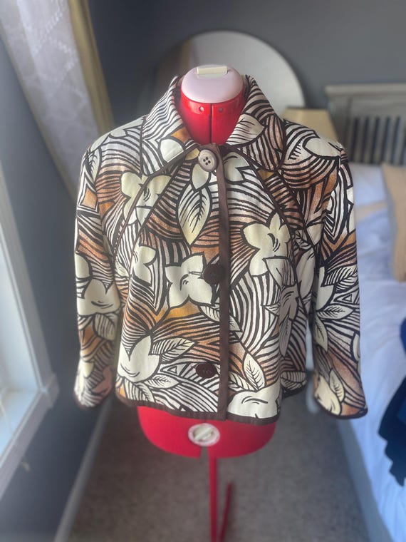 Harve Bernard Patterned Jacket | Leaf Print Blaze… - image 1