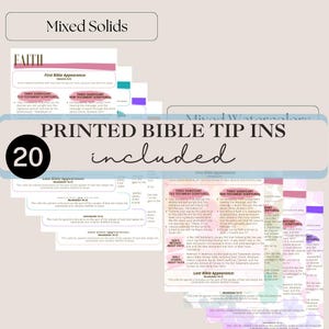 Cartes imprimées de dévotion de la vertu - 20 encarts physiques pour un journal biblique