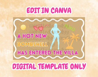 Hot Bombshell Has Entered the Villa Banner 60x36 | Editable Canva Template | Summer Party Banner