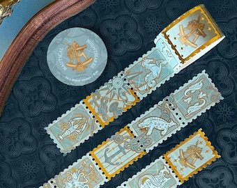 Pesadillas Náuticas - Washi con Estampado de Lámina Dorada