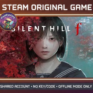 Może przedstawiać: Obraz promocyjny gry "Silent Hill f" na Steam. Grafika przedstawia młodą kobietę z ciemnymi włosami i w mundurku szkolnym, na tle czerwonych kwiatów. Tytuł gry jest wyraźnie widoczny.
