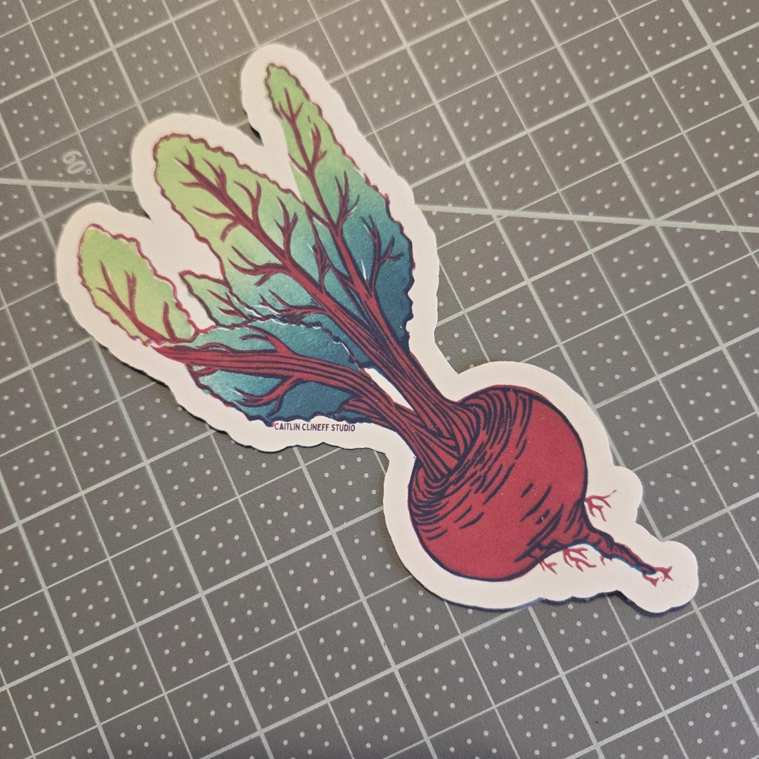 Beet Veggie Linocut Vinyl Sticker - Etsy