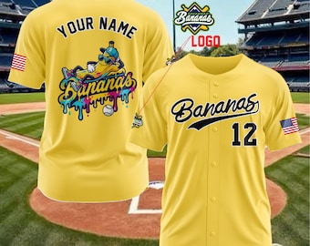 Personalized Bananas Baseball Jersey, Custom Name Number, Funny Savannah Fan Gift Apparel