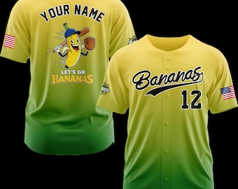 Savannah Bananas Baseball Jersey, Custom Name & Number, Funny Game Day Fan Outfit, Personalized Gift
