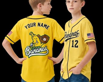 Custom Banana Baseball Jersey, Personalized Team Name Number, Baseball Fan Shirt