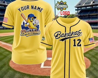 Savannah Bananas Baseball Jersey, Custom Name & Number, Funny Game Day Fan Outfit, Personalized Gift