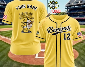 Savannah Bananas Baseball Jersey, Custom Name & Number, Funny Game Day Fan Outfit, Personalized Baseball Gift For Men Women Youth