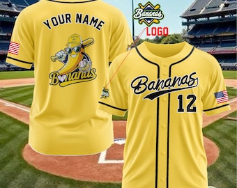 Vintage Savannah Bananas Baseball Jersey, Custom Name & Number, Funny Game Day Fan Wear, Personalized Sports Gift