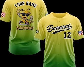 Personalized Bananas Baseball Jersey, Custom Team Name Number, Let's Go Bananas Shirt