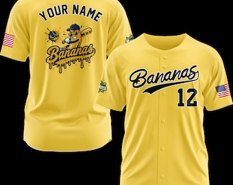Personalized Funny Bananas Jersey, Custom Name Number Baseball Uniform, Savannah Fan Game Day Outfit