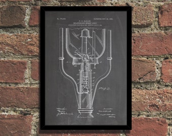 Street Light Patent Print Steampunk Art Poster