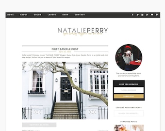 Wordpress Theme Responsive Blog Design "Natalie Perry" - Clean simple feminine
