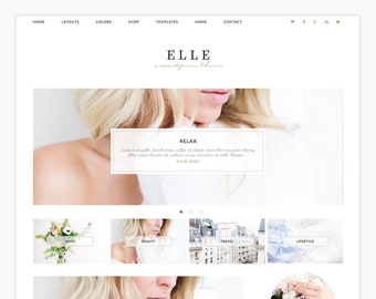 Wordpress Theme Responsive Blog Design "Elle" - Cute and gold
