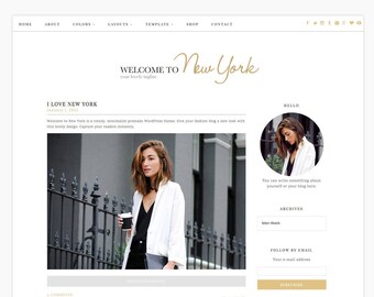 Wordpress Theme Responsive Blog Template Blog Design - Welcome to New York - Gold