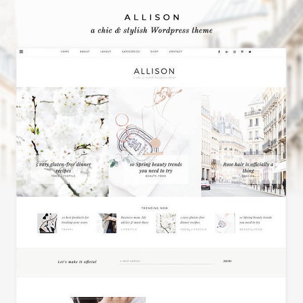 Allison - Wordpress theme - Wordpress Genesis Theme // Beauty, Fashion & Lifestyle Blogs