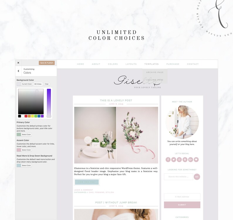 Giselle Fashion /& Lifestyle Blogs Wordpress Theme Wordpress Blog Genesis Theme Beauty