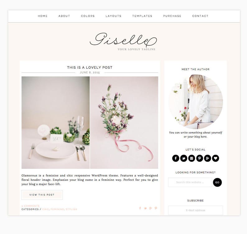 Giselle Fashion /& Lifestyle Blogs Wordpress Theme Wordpress Blog Genesis Theme Beauty