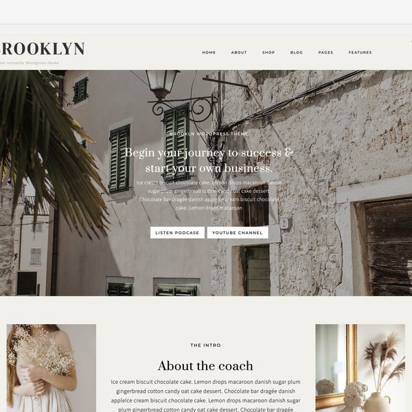 NEW! Brooklyn - Wordpress Theme - Wordpress Genesis Theme // Photography, Fashion & Lifestyle Blogs