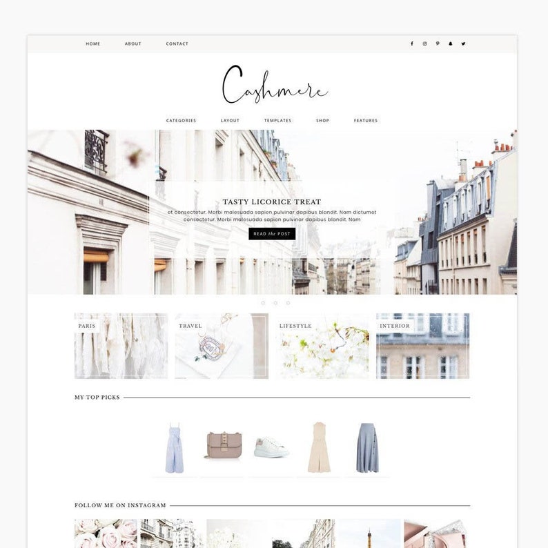 Wordpress Genesis Theme Photography Fashion /& Lifestyle Blogs Wordpress theme Cashmere