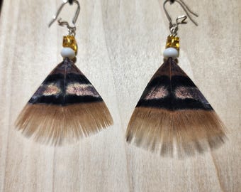 Wild Turkey Feather earrings Handmade using Sterling Silver