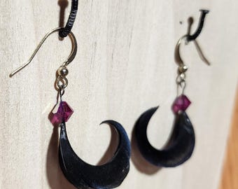 Sterling Silver earrings with Wild Drake Mallard Feather Tail Curls and Swarvoski Crystals