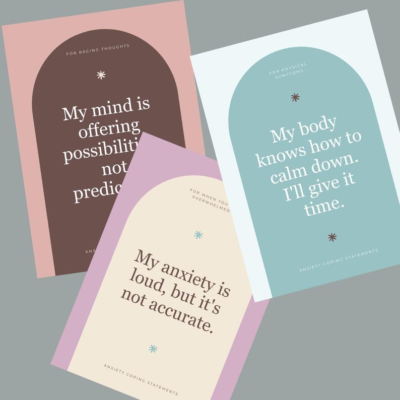 Anxiety Affirmation Cards, Printable 55 Calming Self Care Statements ...
