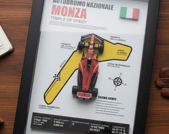 Ferrari F1 Circuit Frame – SF-24 3D Display | Monaco Monza Silverstone Baku Yas Marina | Formula 1 Wall Art | Racing Gift