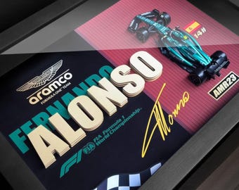 Fernando Alonso AMR25 Framed F1 Car Display – Aston Martin Formula 1 Collector Wall Art