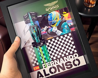 Fernando Alonso Aston Martin F1 Framed 3D Display | AMR23 Die-Cast Wall Art | Limited Edition Formula 1 Collector Gift
