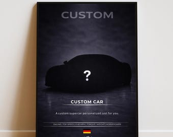 Custom Car Poster | Personalized Automotive Wall Art | Custom Supercar Print | Car Enthusiast Gift | Garage Decor | Minimalist Car Poster