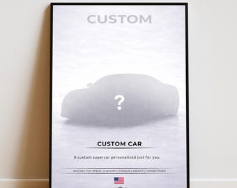 Custom Car Poster | Personalized Automotive Wall Art | Custom Supercar Print | Car Enthusiast Gift | Garage Decor | Minimalist Car Poster