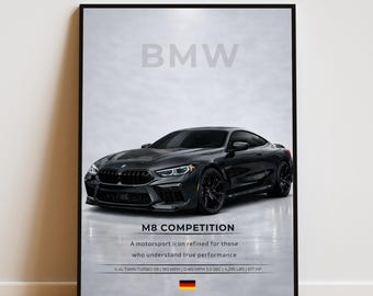 BMW M8 Competition Poster | Supercar Wall Art | Luxury Car Print | Automotive Wall Decor | Sports Car Poster | Car Enthusiast Gift