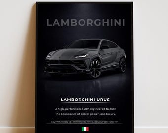 Lamborghini Urus Poster | Supercar Wall Art | Luxury Car Print | Automotive Wall Decor | Sports Car Poster | Car Enthusiast Gift