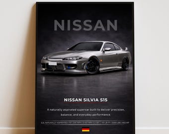 Nissan Silvia S15 Poster | Supercar Wall Art | Luxury Car Print | Automotive Wall Decor | Sports Car Poster | Car Enthusiast Gift