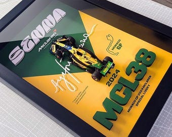 McLaren MCL38 Monaco GP Senna Edition Framed 3D Die-Cast Display | Ayrton Senna Tribute F1 Wall Art | McLaren Gift