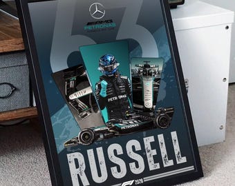 George Russell Mercedes AMG Petronas Poster – Formula 1 Wall Art | F1 Driver Print | Motorsport Decor