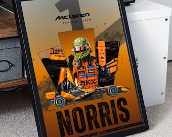 Lando Norris McLaren Poster – Formula 1 Wall Art | F1 Driver Print | Motorsport Decor