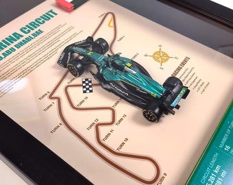 Aston Martin AMR25 F1 Circuit Frame – Vintage Style Formula 1 Track Wall Art | Monaco Monza Silverstone Miami Red Bull Ring | Racing Gift