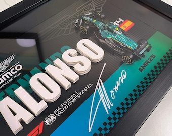 Fernando Alonso AMR25 Framed F1 Car Display – Aston Martin Formula 1 Collector Wall Art