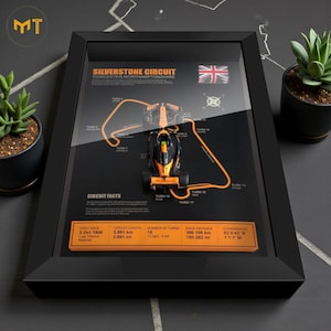 Silverstone Circuit Wall Art – 3D Formula Racing Track Display – Motorsport Inspired Car Model – British Grand Prix Decor