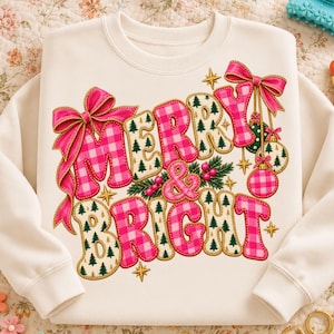 Joyeux et lumineux PNG, motif patchwork vichy rose de Noël, nœuds coquets, décorations, motifs pour chemises de fêtes